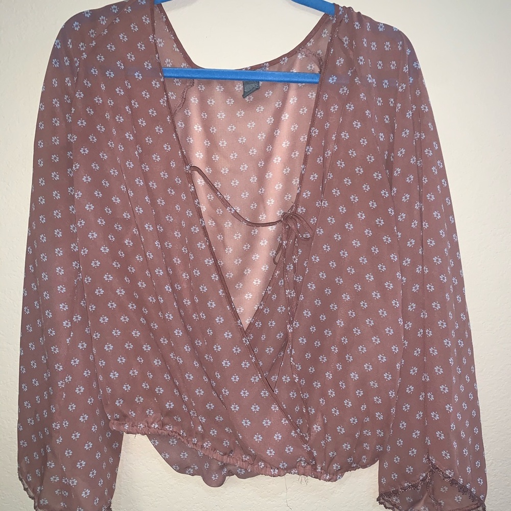 Charlotte Russe Sheer Mauve Cross Body Top